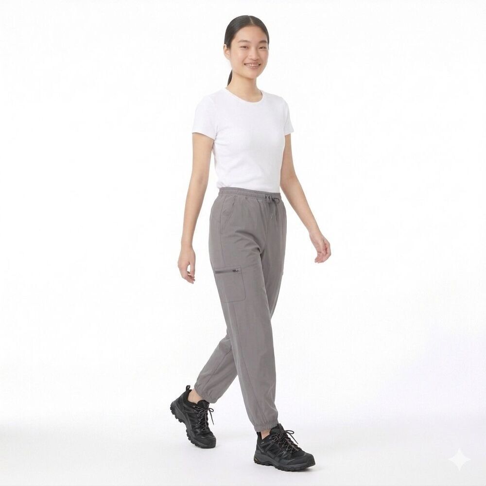 Merrell Womens Lined Jogger Pants Large Gray Outdoor Fleece Comfort Fit Hiking